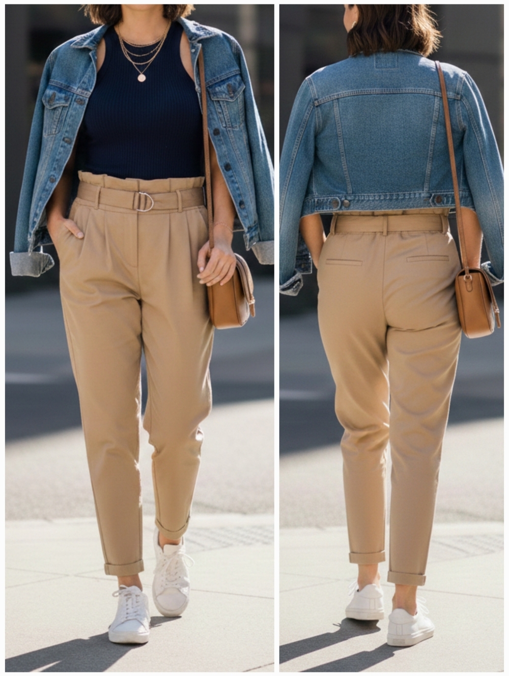 NWT Revamped S Modern Contemporary Elevated Casual Paperbag Waist Khali Pants